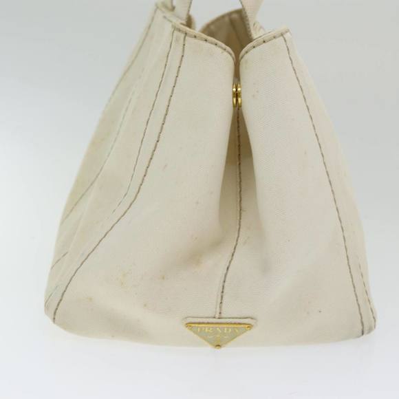 PRADA Canapa MM Hand Bag Canvas Cream Auth 83516 - Picture 5 of 16